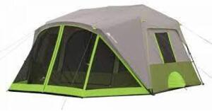 DESCRIPTION: (1) INSTANT CABIN TENT WITH SCREEN ROOM BRAND/MODEL: OZARK TRAIL INFORMATION: ORANGE AND GRAY RETAIL$: $165.00 EA SIZE: 9 PERSON QTY: 1