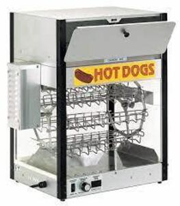 DESCRIPTION: (1) HOT DOG BROILER BRAND/MODEL: CRETORS #31EW09 INFORMATION: STAINLESS STEEL RETAIL$: $1930.10 EA SIZE: 48 BUNS/UP TO 36 HOT DOGS, 2 1/4