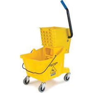 DESCRIPTION: (1) COMMERCIAL MOP BUCKET WITH SIDE PRESS WRINGER BRAND/MODEL: CARLISLE #3690814 INFORMATION: YELLOW RETAIL$: $70.28 EA SIZE: 26 QT QTY: