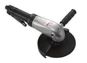 DESCRIPTION: (1) ANGLE GRINDER BRAND/MODEL: DAEWOO/DAG-7LG INFORMATION: NO LOAD SPEED: 7600RPM/36 CFM RETAIL$: 250.00 SIZE: 12.83"L X 1/4"THREAD AIR I