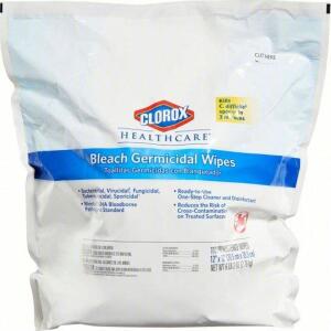 DESCRIPTION: (10) BAGS GERMICIDAL DISINFECTING WIPES BRAND/MODEL: CLOROX/4XKR8 INFORMATION: 110 WIPES PER BAG RETAIL$: $60.58 EA SIZE: 12" X 12" SHEET