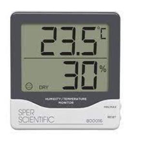 DESCRIPTION: (1) HUMIDITY/TEMPERATURE MONITOR BRAND/MODEL: SPER SCIENTIFIC #800016 RETAIL$: $72.99 EA QTY: 1