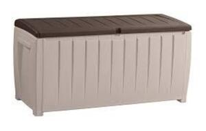 DESCRIPTION: (1) PLASTIC DECK STORAGE CONTAINER BOX BRAND/MODEL: KETER #17198681 RETAIL$: $79.99 EA SIZE: 49X21X24 QTY: 1