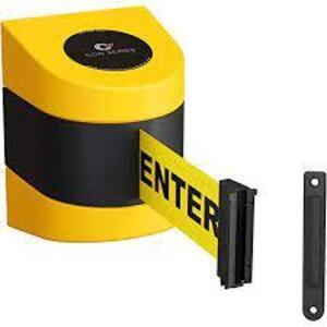 DESCRIPTION: (2) WALL MOUNTED RETRACTABLE BELT BARRIER BRAND/MODEL: CCW SERIES #CCW-PWM200-YW-CARB-M-M-150 INFORMATION: BLACK AND YELLOW RETAIL$: $133