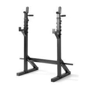 DESCRIPTION: (1) ADJUSTABLE SQUAT RACK BRAND/MODEL: ATHLETIC WORKS RETAIL$: $120.00 EA SIZE: 50.39" W x 25.2" D x 64.57" QTY: 1