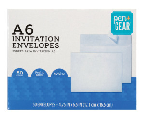 DESCRIPTION: (4) BOXES OF (50) FLAT CARD ENVELOPES BRAND/MODEL: PEN+ GEAR INFORMATION: WHITE RETAIL$: $21.95 EA SIZE: 4-5/8 X 6-1/4 QTY: 4