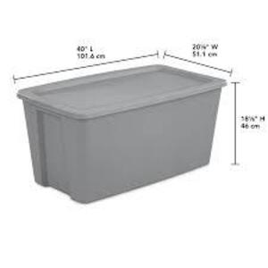 DESCRIPTION: (4) STORAGE CONTAINERS BRAND/MODEL: STERILITE INFORMATION: GREY RETAIL$: $30.00 EA SIZE: 50 GAL QTY: 4