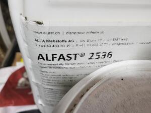 DESCRIPTION: (1) ENVIRONMENTALLY FRIENDLY WATER BASED ADHESIVE BRAND/MODEL: ALFAST 2536 RETAIL$: STOCK SIZE: 10 KG QTY: 1