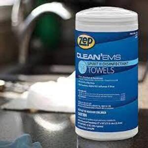 DESCRIPTION: (6) CLEAN EMS SPIRIT 2 DISINFECTANT TOWELS BRAND/MODEL: ZEP SIZE: 40 PRE MEASURED TOWELETTES 1"X10" QTY: 6