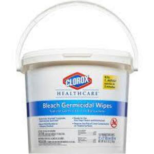 DESCRIPTION: (1) BLEACH GERMICIDAL WIPES BRAND/MODEL: CLOROX RETAIL$: $50.00 EA SIZE: 110 WIPES 12X12X QTY: 1