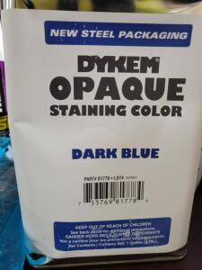 DESCRIPTION: (2) STAINING COLOR BRAND/MODEL: DYKEM OPAQUE INFORMATION: DARK BLUE RETAIL$: $87.11 EA SIZE: 1 GALLON QTY: 2