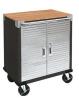 DESCRIPTION (1) ULTRAHD ROLLING CABINET BRAND/MODEL UHD20145B ADDITIONAL INFORMATION 2-DOOR/SATIN GRAPHITE/RETAILS AT $238.56 SIZE 28"W X 18"D X 34.5"