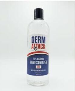 DESCRIPTION: (12) ALCOHOL HAND SANITIZER BRAND/MODEL: GERM ATTACK RETAIL$: $8.25 EA SIZE: 16 OZ QTY: 12