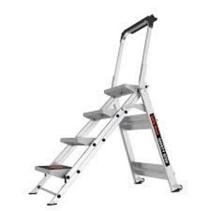 DESCRIPTION: (1) FOLDING LADDER WITH HANDRAILS BRAND/MODEL: LITTLE GIANT #10410BA INFORMATION: ALUMINUM RETAIL$: $223.99 EA SIZE: 4 STEPS QTY: 1