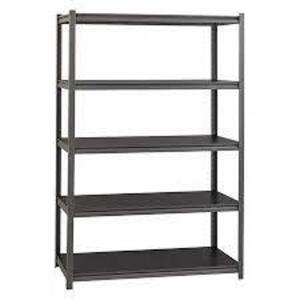 DESCRIPTION: (1) RIVETED STEEL SHELVING UNIT BRAND/MODEL: SPACE SOLUTIONS #20997 INFORMATION: GUNMETAL GRAY RETAIL$: $241.99 EA SIZE: 72X48X18 QTY: 1