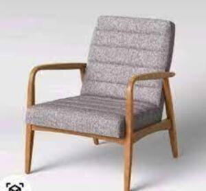 DESCRIPTION: (2) NORTHWAY CHANNEL TUFTED WOOD ARMCHAIR BRAND/MODEL: PROJECT 62 #249-08-0156 INFORMATION: DARK GRAY RETAIL$: $67.50 EA SIZE: 34-1/2"H 2