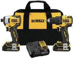 DESCRIPTION: (1) ATOMIC COMPACT SERIES DRILL COMBO KITBRAND/MODEL: DEWALT #DCK278C2INFORMATION: INCLUDES DRILL/DRIVER, IMPACT DRIVER, 2 BATTERIES, CHARGER, CARRY BAGRETAIL$: $342.00 TOTALSIZE: WITH CARRY CASEQTY: 1