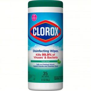 DESCRIPTION: (12) DISINFECTING WIPES BRAND/MODEL: CLOROX #1AU21 RETAIL$: $100.00 TOTAL SIZE: 35 WIPES PER CONTAINER QTY: 12
