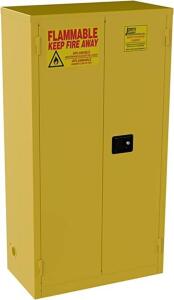 DESCRIPTION: (1) SAFETY FLAMMABLE STEEL CABINET BRAND/MODEL: JAMCO/BM44 INFORMATION: YELLOW, MANUAL CLOSE DOORS RETAIL$: $1,658.34 SIZE: 34-Inch x 18-