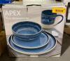 DESCRIPTION: 16-PIECE BLUE CERAMIC DINNERWARE SET (SERVICE FOR 4-PEOPLE) BRAND/MODEL: BAUM RETAIL$: $79.83 SIZE: 16 PIECE QTY: 1 - 2