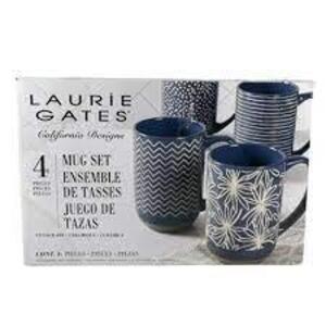 DESCRIPTION: 4-PIECE STONEWARE BLUE MUG SET-4-PIECE BRAND/MODEL: LAURIE GATES RETAIL$: $27.99 QTY: 1