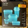 DESCRIPTION: 10-PIECE REUSABLE PLATINUM SILICONE FOOD CONTAINER DISH & MICRO SAFE BRAND/MODEL: ZIPTOP RETAIL$: $59.99 QTY: 1 - 2