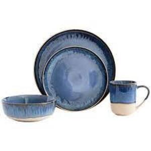 DESCRIPTION: 16-PIECE APEX BLUE CERAMIC DINNERWARE SET (SERVICE FOR 4-PEOPLE) BRAND/MODEL: BAUM RETAIL$: $79.83 QTY: 1