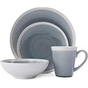 DESCRIPTION: 16-PIECE DINNERWARE SET- GRAY (SERVICE FOR 4) BRAND/MODEL: MIKASA BRIELLE RETAIL$: $129.99 QTY: 1