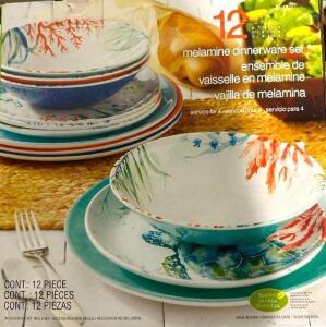 DESCRIPTION: 12-PIECE MELAMINE DINNERWARE SET BRAND/MODEL: SUPERSALE RETAIL$: $43.99 QTY: 1