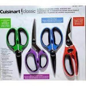 DESCRIPTION: 4-PIECE STAINLESS STEEL SHEARS SET BRAND/MODEL: CUISINART RETAIL$: $36.29 QTY: 1