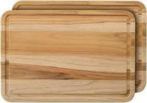 DESCRIPTION: (2) 2-PACK TEAKWOOD CUTTING BOARDS BRAND/MODEL: TRAMONTINA RETAIL$: $44.99 EACH SIZE: 15" X 10" QTY: 2