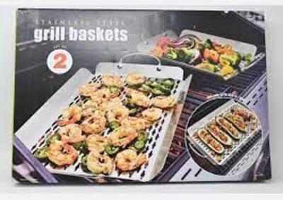 DESCRIPTION: (2) STAINLESS STEEL GRILL BASKETS (2-PACK) RETAIL$: $15.99 EACH QTY: 2