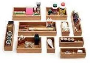 DESCRIPTION: 10-PIECE BAMBOO STORAGE BOX ORGANIZER SET BRAND/MODEL: SIEVILLE RETAIL$: $32.99 QTY: 1