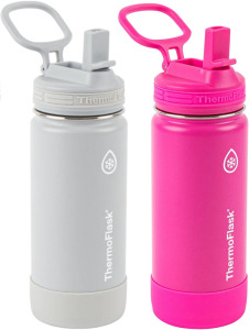 DESCRIPTION: 2-PACK OF 16 OZ. STAINLESS STEEL WATER BOTTLES BRAND/MODEL: THERMOFLASK INFORMATION: $31.99 NEW QTY: 1