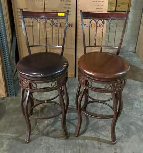 DESCRIPTION: (2) SWIVEL SEAT BAR STOOLS INFORMATION: MINOR WEAR ON UPHOLSTERY QTY: 2