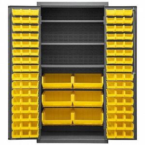 DESCRIPTION: (1) BIN CABINET, WITH BINS INCLUDED BRAND/MODEL: DURHAM #36EZ73 INFORMATION: YELLOW BINS RETAIL$: $1551.18 TOTAL SIZE: 36 IN X 24 IN 72 I