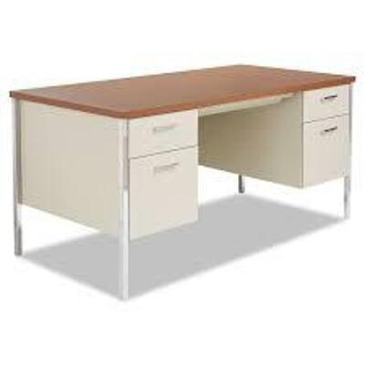 DESCRIPTION: (1) DOUBLE PEDISTAL DESK BRAND/MODEL: HILL & MARKERES INFORMATION: STEEL RETAIL$: $680.00 EA SIZE: 30" X 60" QTY: 1