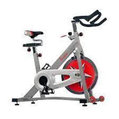 DESCRIPTION: (1) INDOOR CYCLING EXERCISE BIKE BRAND/MODEL: SUNNY HEALTH & FITNESS/SF-B1203 INFORMATION: CHAIN DRIVE/ADJUST SEAT/MUST SEE FOR INSPECTIO