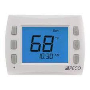 DESCRIPTION: (2) PROGRAMMABLE THERMOSTAT BRAND/MODEL: PECO #T8000 INFORMATION: WHITE RETAIL$: $178.44 EA QTY: 2