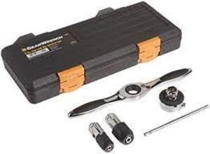 DESCRIPTION: (1) RATCHETING TAP AND DIE DRIVE TOOL SET WITH CASE BRAND/MODEL: GEARWRENCH #3880 INFORMATION: BLACK CARRY CASE RETAIL$: $81.54 EA SIZE: