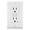 DESCRIPTION: (4) GFCI TAMPER RESISTANT OUTLET WALLPLATE BRAND/MODEL: LEVITON #GFTR2-HGI INFORMATION: WHITE RETAIL$: $17.17 EA QTY: 4