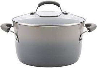 DESCRIPTION: (1) NONSTICK POT BRAND/MODEL: RACHEL RAY #19009 INFORMATION: GREY RETAIL$: $23.57 EA SIZE: 6QT QTY: 1