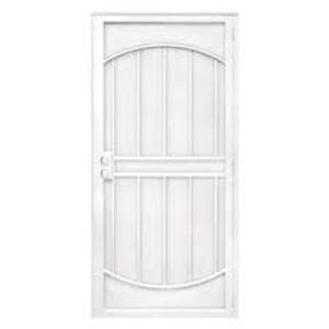 36 in. x 80 in. Arcada White Surface Mount Outswing Steel Security Door with Expanded Metal Screen