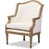 DESCRIPTION: (1) CHARLEMAGNE TRADITIONAL FRENCH ACCENT CHAIR BRAND/MODEL: BAXTON #SEA79MAHO INFORMATION: OAK AND CREAM RETAIL$: $405.75 EA SIZE: 95 CM