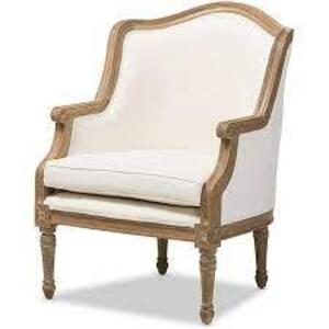 DESCRIPTION: (1) CHARLEMAGNE TRADITIONAL FRENCH ACCENT CHAIR BRAND/MODEL: BAXTON #SEA79MAHO INFORMATION: OAK AND CREAM RETAIL$: $405.75 EA SIZE: 95 CM