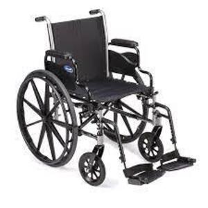 DESCRIPTION: (1) WHEEL CHAIR WITH FOOTREST SUPPORTS BRAND/MODEL: TRACER #SX5 INFORMATION: BLACK RETAIL$: $385.00 EA SIZE: STANDARD QTY: 1