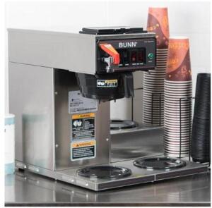 DESCRIPTION: (1) COFFEE SERVING STATION AND WARMERS BRAND/MODEL: BUNN #CWFT INFORMATION: STAINLESS STEEL RETAIL$: $819.00 EA SIZE: 3 BURNERS QTY: 1