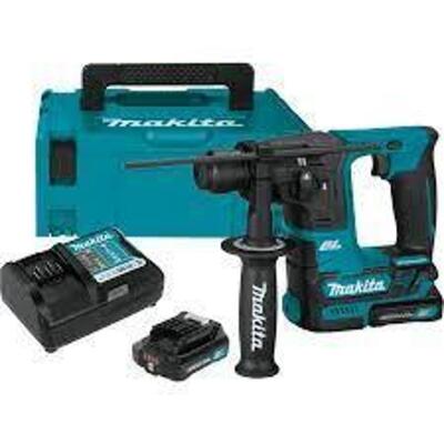 DESCRIPTION: (1) CORDLESS ROTARY HAMMER KIT AND CARRY CASE BRAND/MODEL: MAKITA #408L90 INFORMATION: BLUE RETAIL$: $338.57 EA SIZE: PISTOL-GRIP, 12V DC