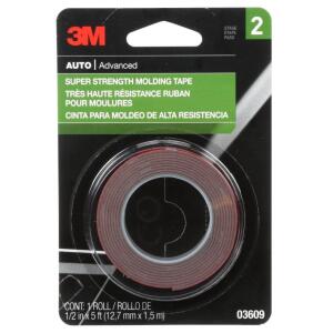 DESCRIPTION: (10) ROLLS OF AUTO ADVANCED SUPER STRENGTH MOLDING TAPE BRAND/MODEL: 3M #03609 INFORMATION: DOUBLE SIDED RETAIL$: $6.80 PER ROLL SIZE: 5'