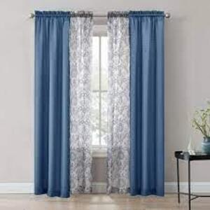 DESCRIPTION: (1) WINDOW SET BRAND/MODEL: MAINSTAYS INFORMATION: BLUE MOONLIGHT RETAIL$: $32.57 EA SIZE: 84" 4 PIECES QTY: 1